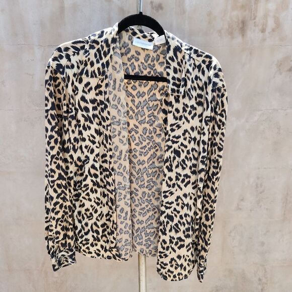 Liz claiborne vintage 90s leapord silk blouse - Picture 1 of 4